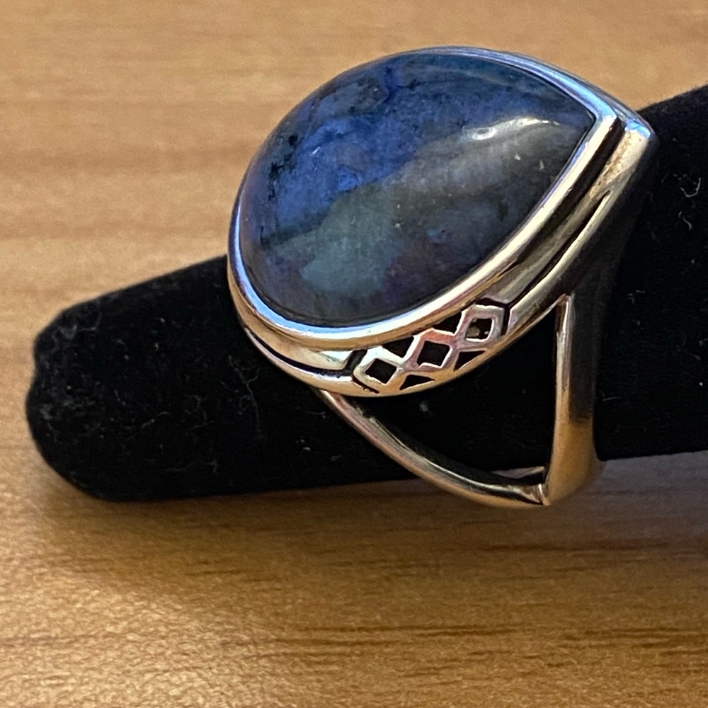 Beautiful big Barse Sodalite 925 sterling silver ring